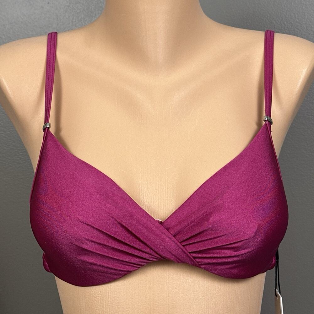 Calvin Klein Swimwear Bikini Top Twist Front Molded Underwire Magenta XS NWT